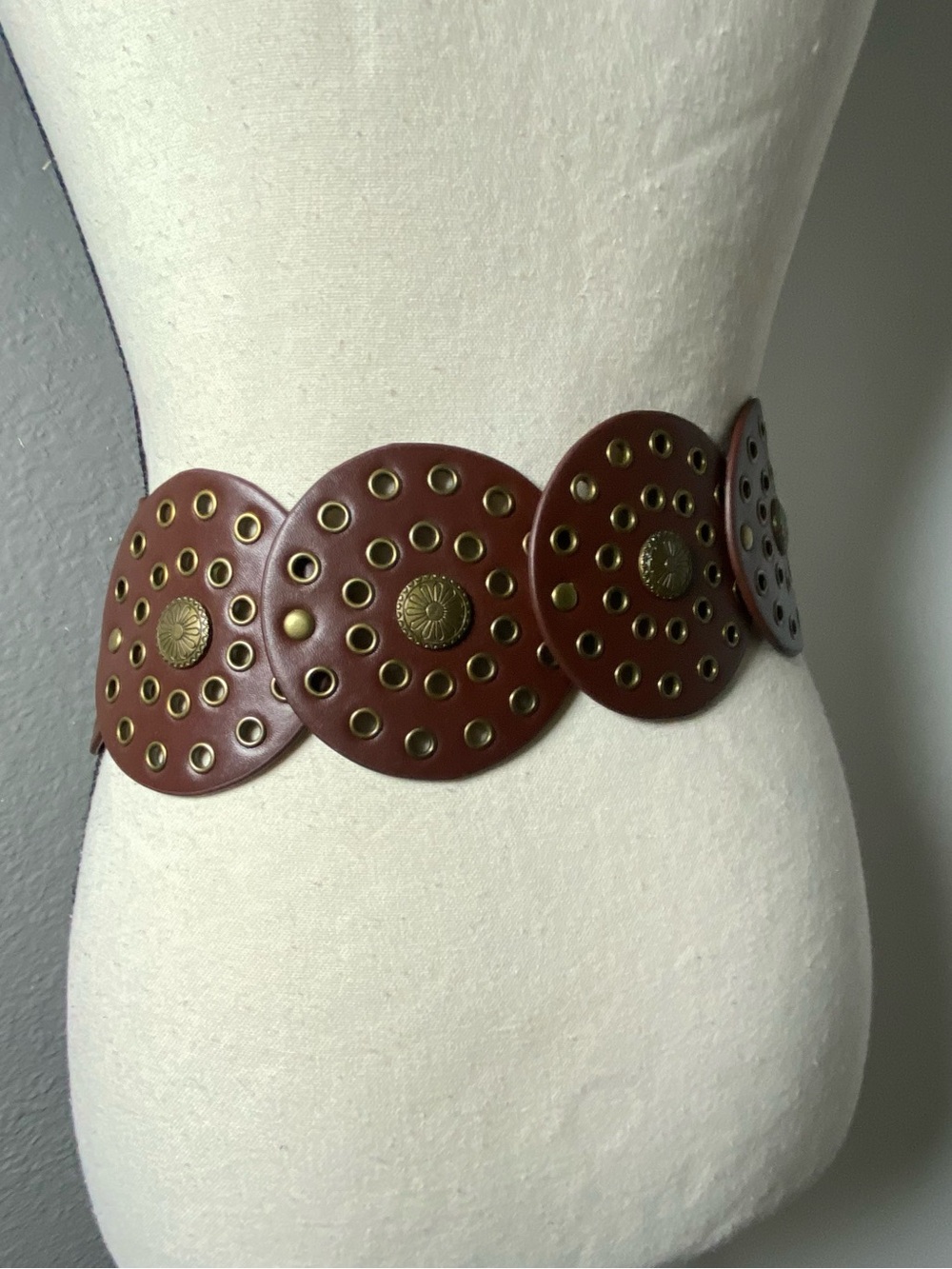 Y2K Brown & Bronze Oversized Sun Disk Waist Belt One Size - Picture 5 of 5